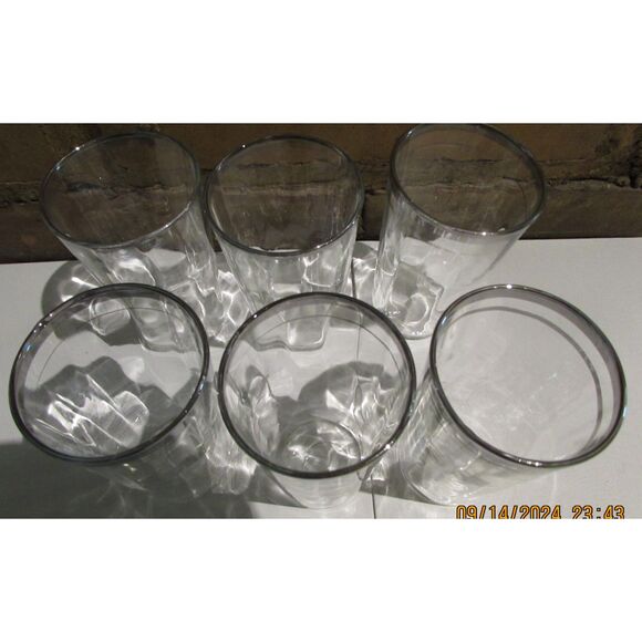 VINTAGE JUICE GLASSES SET OF 6 SILVER TRIM 4" - Picture 6 of 7